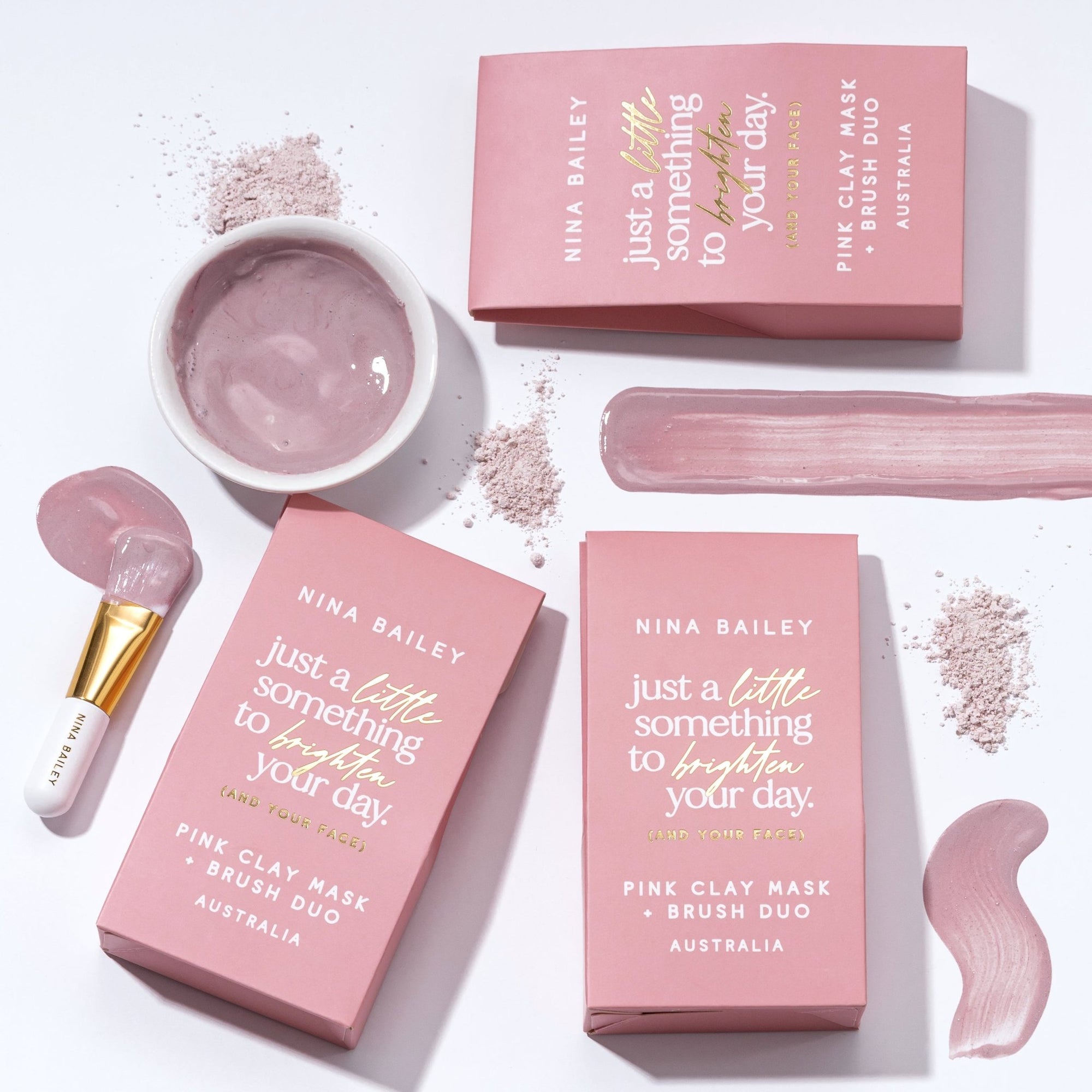 Pink Clay Mask &amp; Brush Duo - Nina Bailey